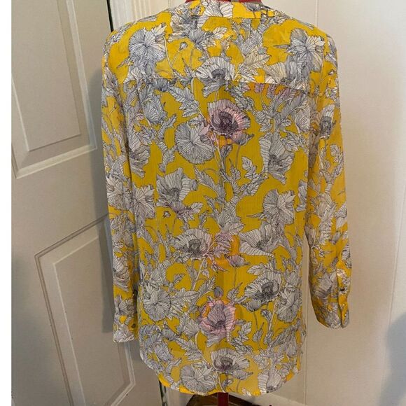 Liz Claiborne Petite Boho Floral Button Down Sheer Tunic Shirt Size PL - Picture 4 of 6